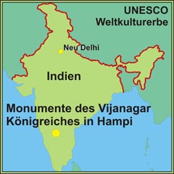Gruppe der Monumente in Hampi – die ehemalige Königsstadt Viyayanagar