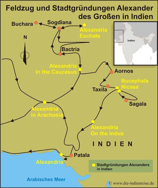 Feldzug und Stadtgründungen Alexander des Großen in Indien